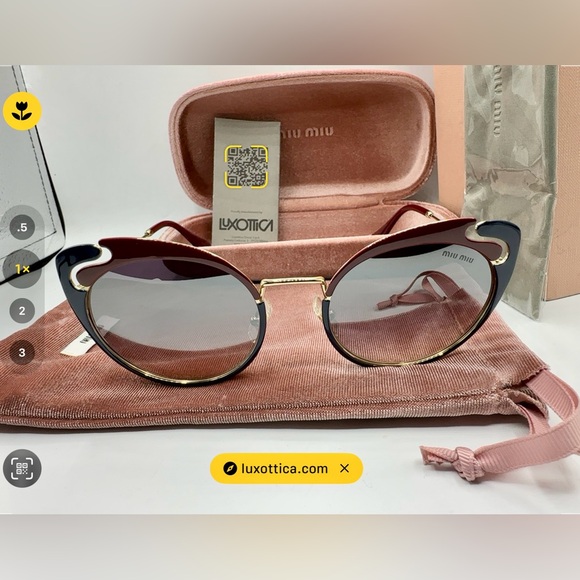 miu miu 57TS HB5-GRO Blue garnet gold cat eye ‼️Size 54-20-140 Authentic - Picture 6 of 15